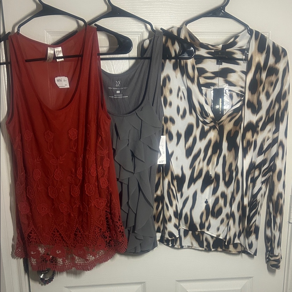 Stylish Women's Tops Set - Red, Gray, Animal Print
